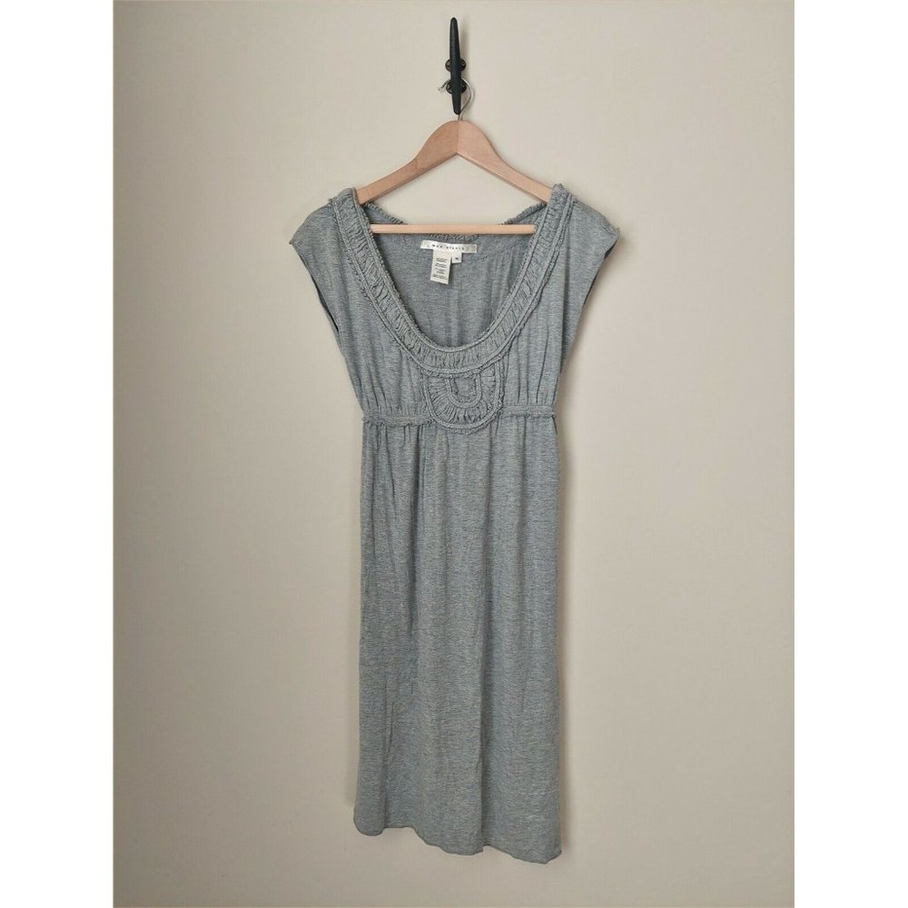 Max Studio Dress- Heather Gray Ruched Bodice Scoop Neck Mini Dress